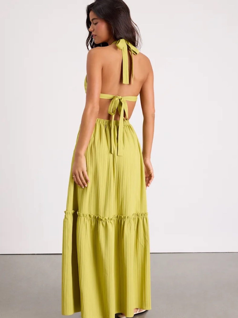 Lulus Island Vacay Chartreuse Tie-Back Maxi Dress - Green - Picture 2 of 2